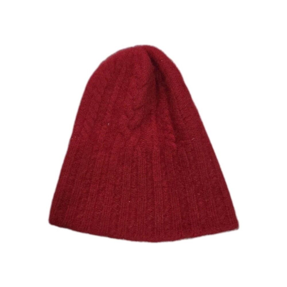 Sofia Cashmere 100% Cashmere Red Knit Beanie Hat Soft Luxury Winter One Size GUC